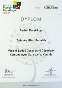 Dyplom do pucharu Recyklingu