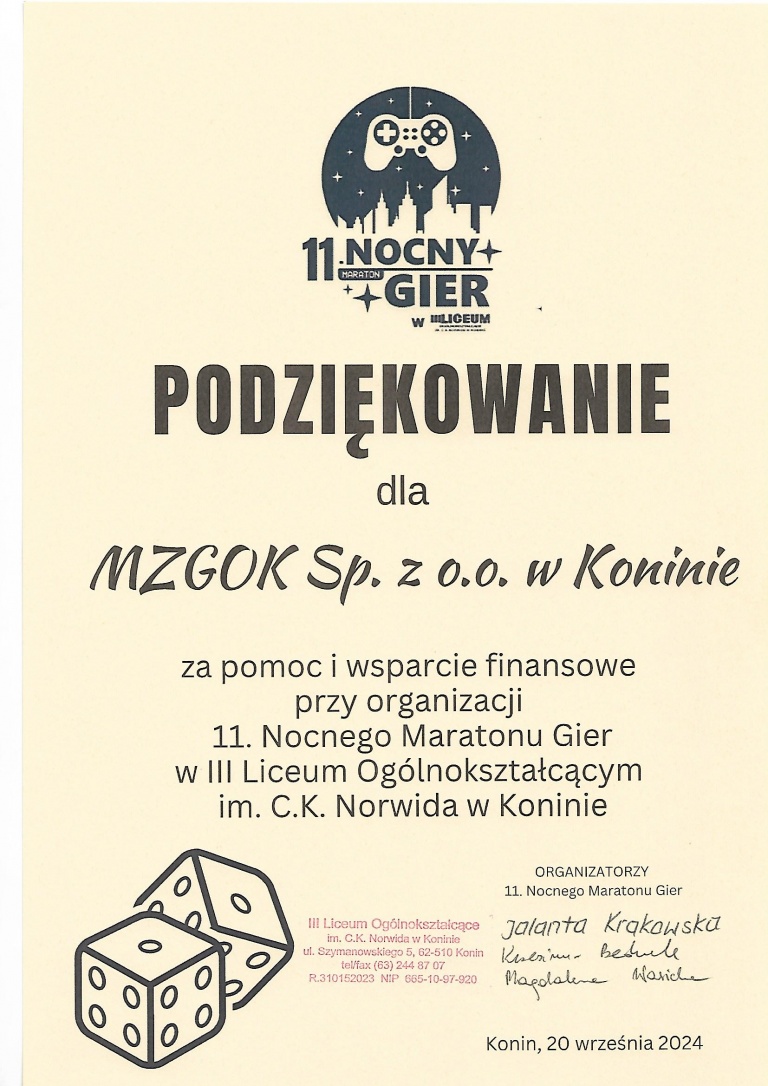 Podziękowania